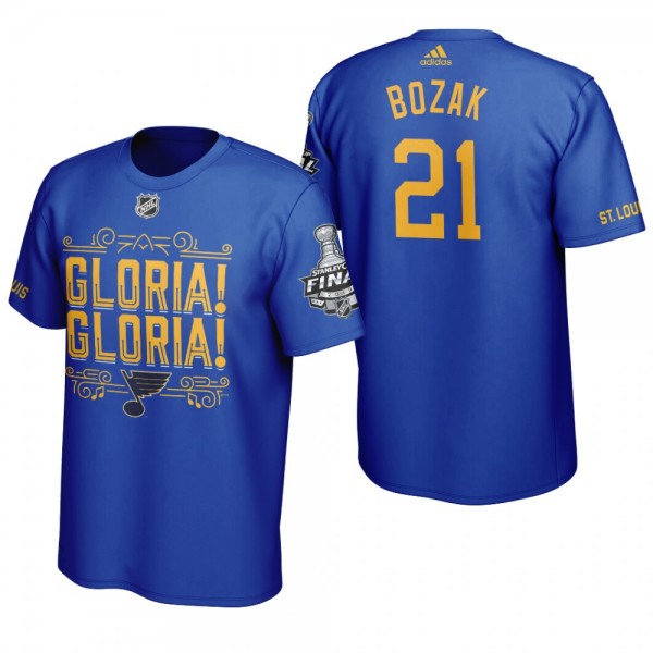 St. Louis Blues Tyler Bozak #21 Gloria 2019 Stanley Cup Final Royal T-Shirt Cheap - Men's