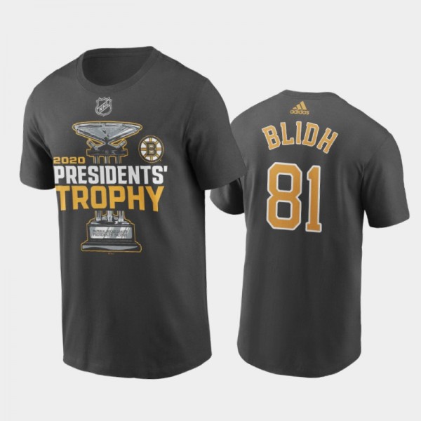 Bruins Anton Blidh #81 Glory 2020 Presidents' Trophy Black T-Shirt