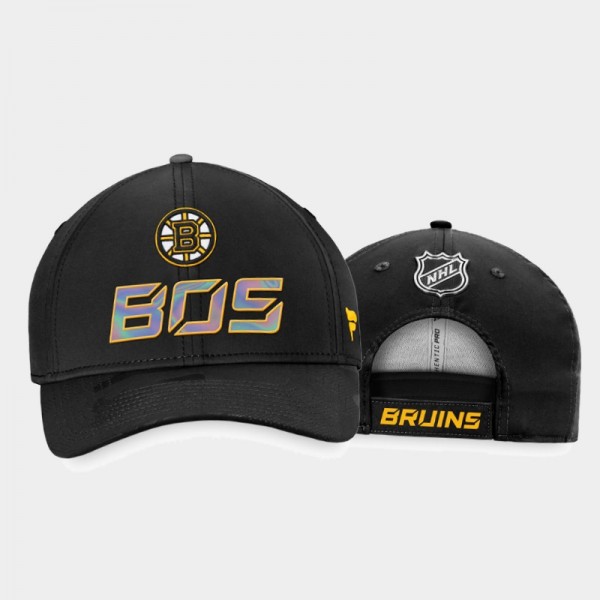 Men Boston Bruins Authentic Pro Adjustable Locker Room Black Hat