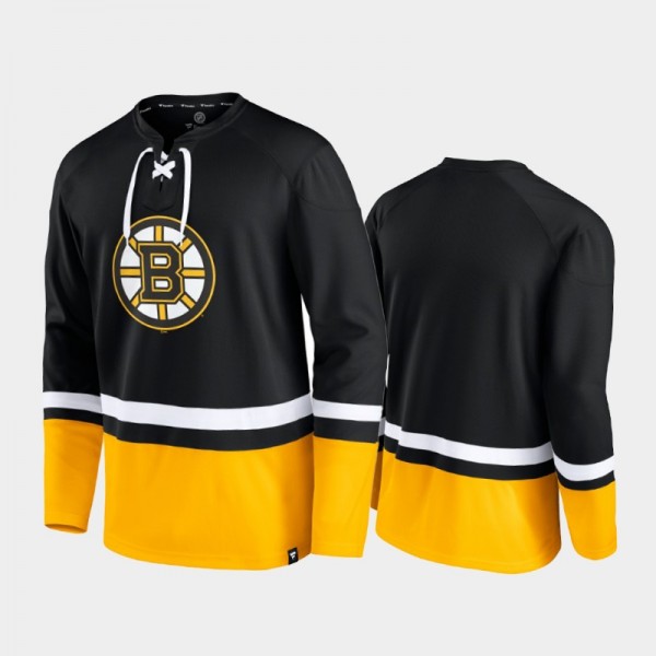 Men Boston Bruins Super Mission Slapshot Lace-Up Pullover Black Sweatshirt