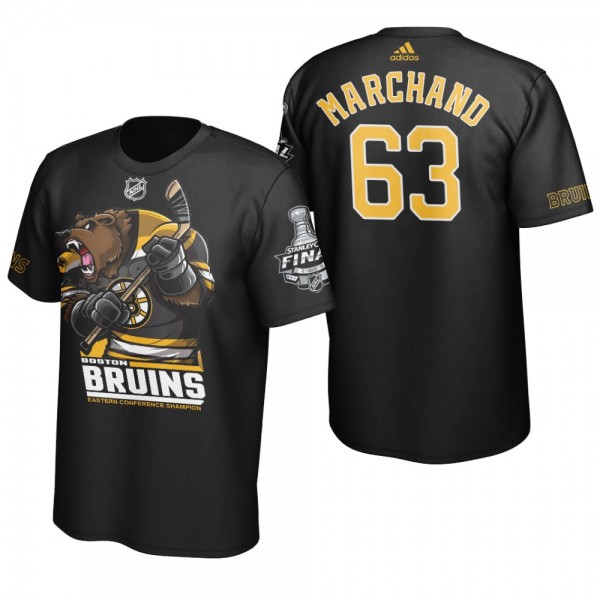 Bruins Brad Marchand #63 2019 Stanley Cup Final Cartoon Mascot Black T-Shirt