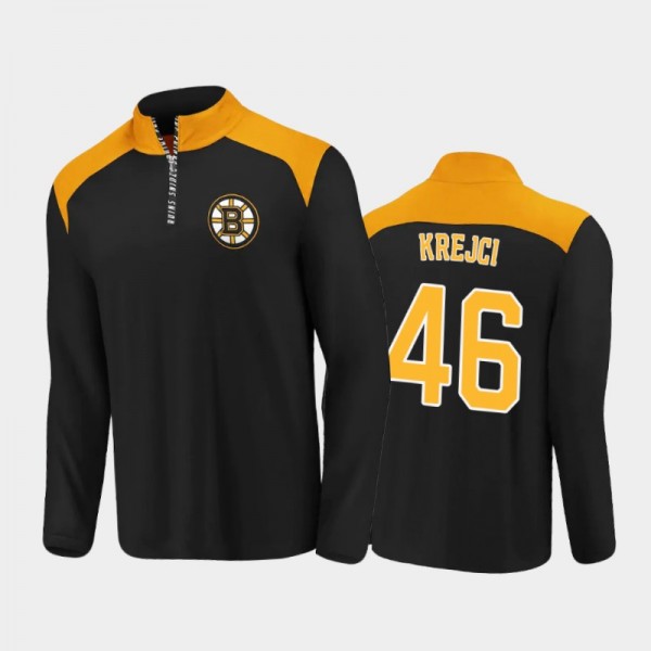 Bruins David Krejci #46 Iconic Clutch Quarter-Zip Pullover Jacket Black Gold