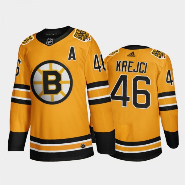 Boston Bruins David Krejci #46 2021 Reverse Retro Gold Authentic Jersey