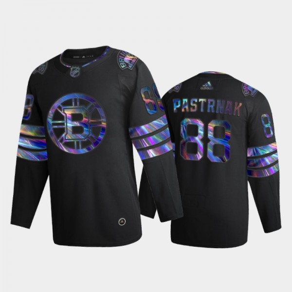 Men's Boston Bruins David Pastrnak #88 Iridescent Holographic Black Authentic Jersey