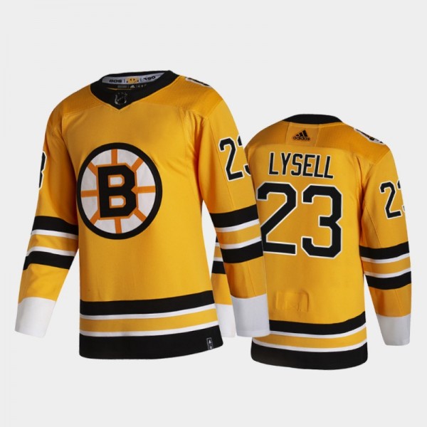 Men Boston Bruins Fabian Lysell #23 2021 Reverse Retro Gold 2021 NHL Draft Jersey