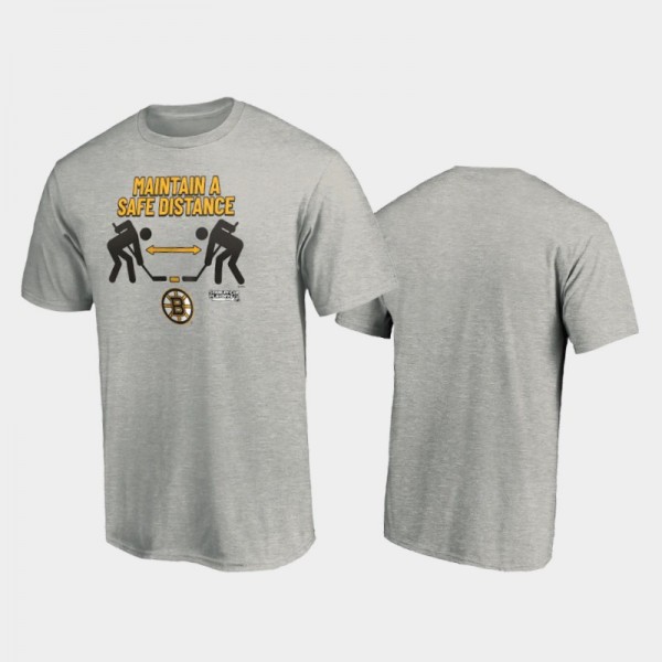 Men's Boston Bruins 2020 Stanley Playoffs Safe Distance Heather Gray T-Shirt
