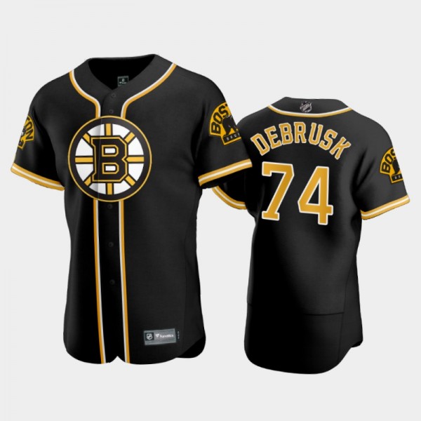 Men's Jake Debrusk #74 Bruins 2020 NHL X MLB Crossover Black Jersey