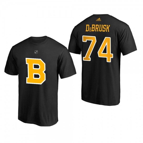 Bruins Jake DeBrusk #74 Authentic Stack Black Alternate T-Shirt