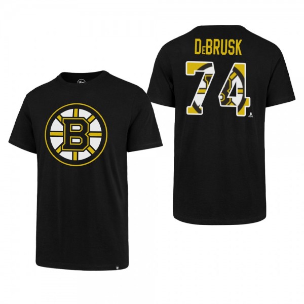 Men's Boston Bruins Jake DeBrusk #74 Short Sleeve Super Rival Black T-Shirt