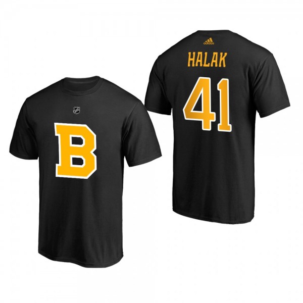 Bruins Jaroslav Halak #41 Authentic Stack Black Alternate T-Shirt