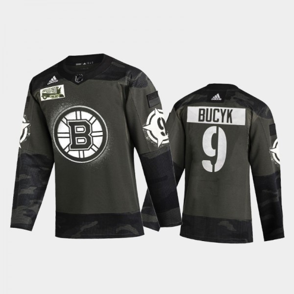 Men's Boston Bruins John Bucyk #9 2021 Military Ap...