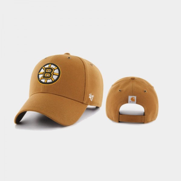 Men's Boston Bruins MVP Carhartt X 47 Brand Khaki Hat