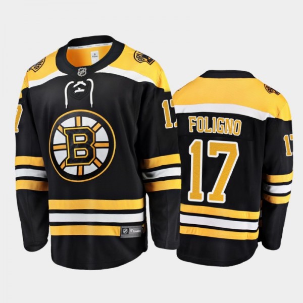 Bruins Nick Foligno #17 Home 2021 Black Player Jersey