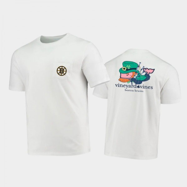 Men's Boston Bruins 2021 St. Patrick's Day Vineyard Vines White T-Shirt