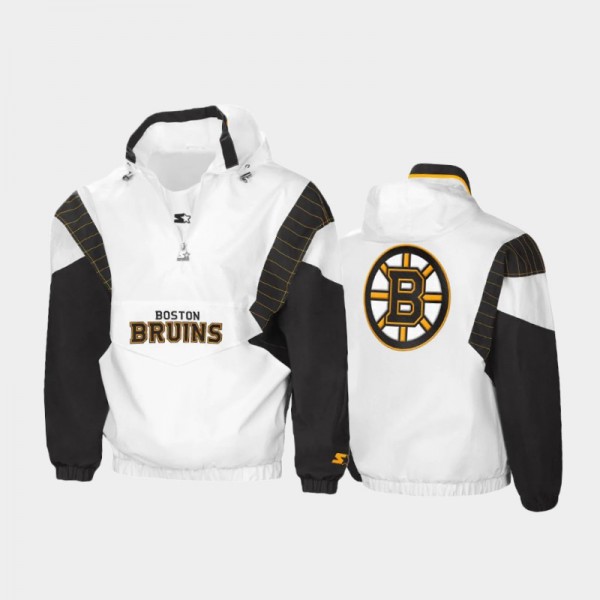 Men's Boston Bruins Spring Trainer Half-Zip White Jacket