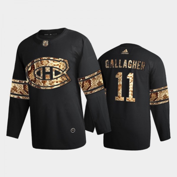 Men Montreal Canadiens Brendan Gallagher #11 Python Skin Black 2021 Exclusive Edition Jersey