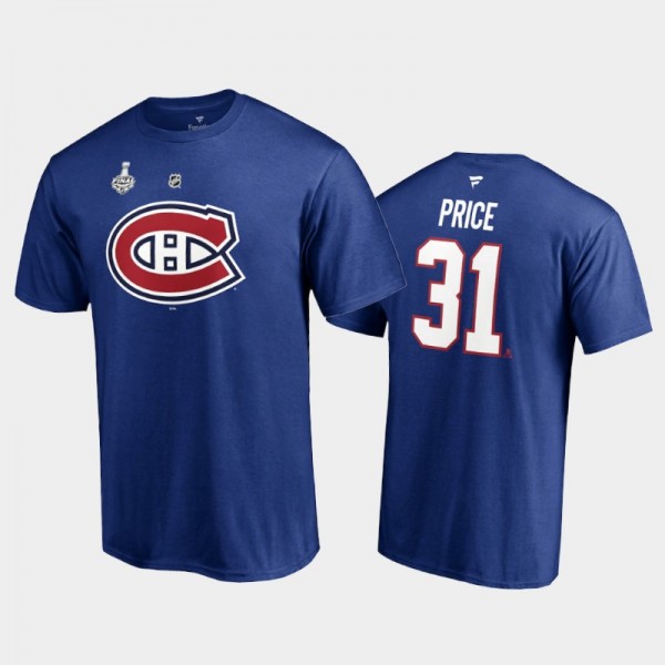 Men Montreal Canadiens Carey Price #31 2021 Stanley Cup Final Blue T-Shirt