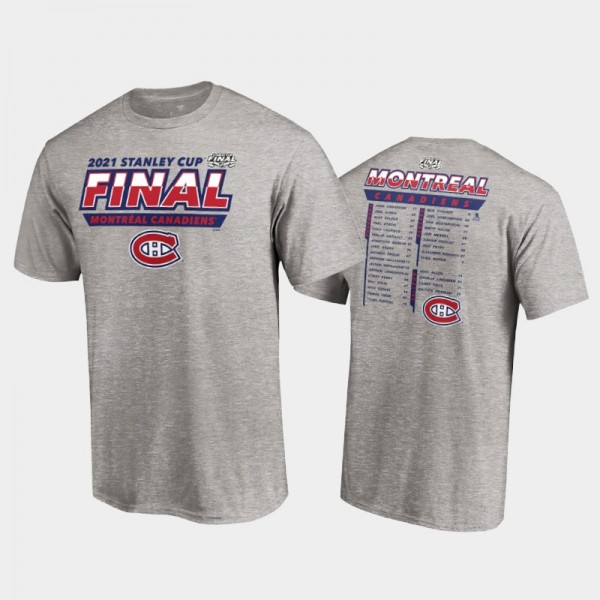 Men Montreal Canadiens 2021 Stanley Cup Final High Sticking Roster Gray T-Shirt