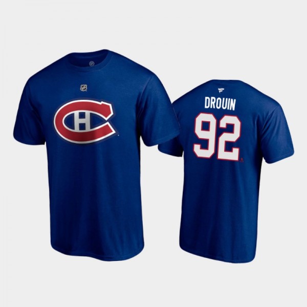 Men's Montreal Canadiens Jonathan Drouin #92 Authentic Stack 2021 Special Edition Blue T-Shirt