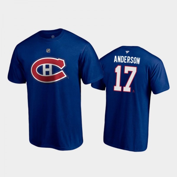 Men's Montreal Canadiens Josh Anderson #17 Authentic Stack 2021 Special Edition Blue T-Shirt