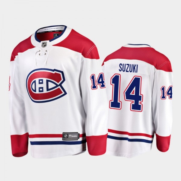 Men's Montreal Canadiens Nick Suzuki #14 Away White 2021 Jersey