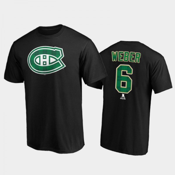 Men Montreal Canadiens Shea Weber #6 Emerald Plaid Black T-Shirt