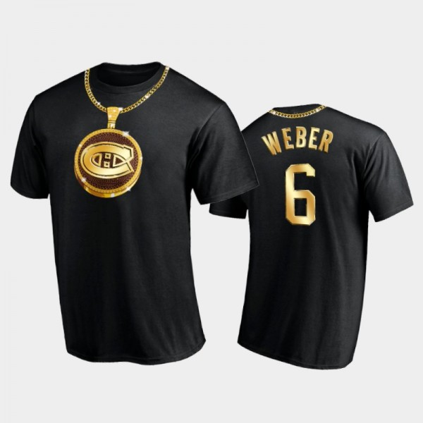 Men Montreal Canadiens Shea Weber #6 Gold Chain Bl...