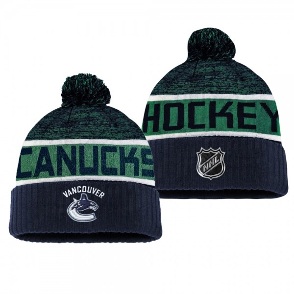 Vancouver Canucks Blue Authentic Pro Rinkside Goalie Cuffed Pom Knit Hat