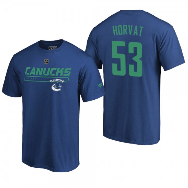 Canucks Bo Horvat #53 Rinkside Collection Prime Cheap Authentic Pro T-shirt Blue