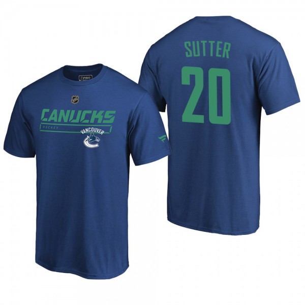 Canucks Brandon Sutter #20 Rinkside Collection Prime Cheap Authentic Pro T-shirt Blue