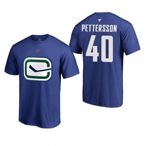 Vancouver Canucks Elias Pettersson #40 Authentic Stack Alternate Royal T-Shirt Men's