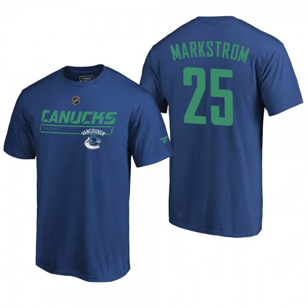 Canucks Jacob Markstrom #25 Rinkside Collection Prime Cheap Authentic Pro T-shirt Blue