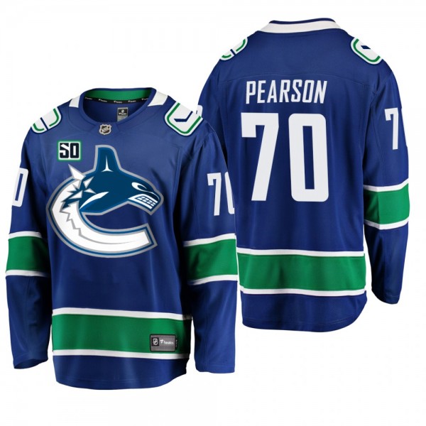 Canucks Tanner Pearson #70 50th Anniversary Home Jersey - Blue