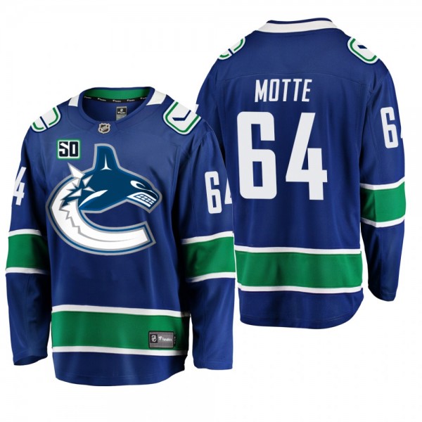 Canucks Tyler Motte #64 50th Anniversary Home Jers...