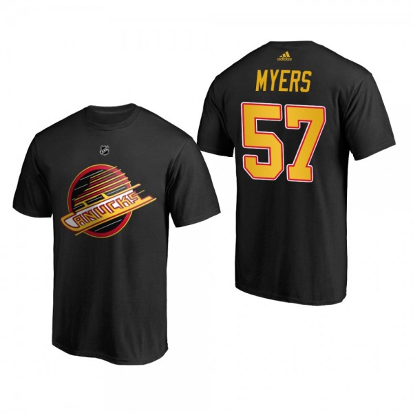 Canucks Tyler Myers #57 Short Sleeve Black Throwback Logo T-Shirt
