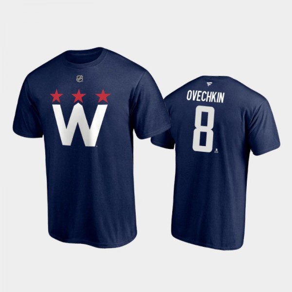 Men's Washington Capitals Alexander Ovechkin #8 Authentic Stack 2021 Alternate Navy T-Shirt