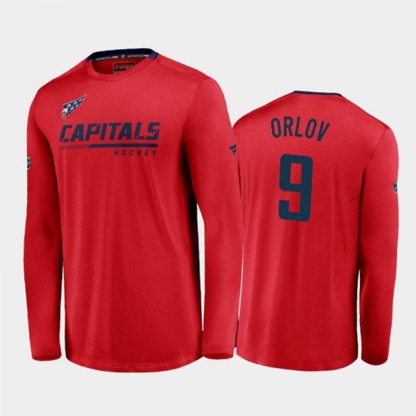 Men's Washington Capitals Dmitry Orlov #9 Locker Room Long Sleeve Special Edition Red T-Shirt