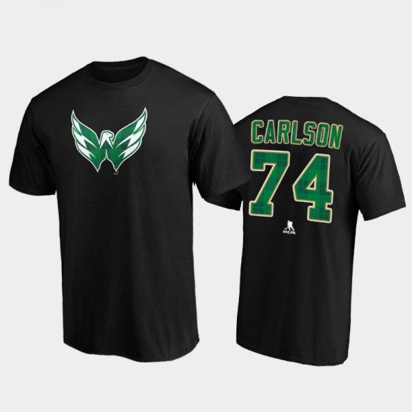 Men Washington Capitals John Carlson #74 Emerald Plaid Black T-Shirt