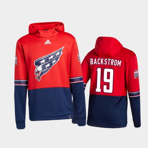 Men's Washington Capitals Nicklas Backstrom #19 Authentic Pullover Special Edition 2021 Reverse Retro Red Hoodie