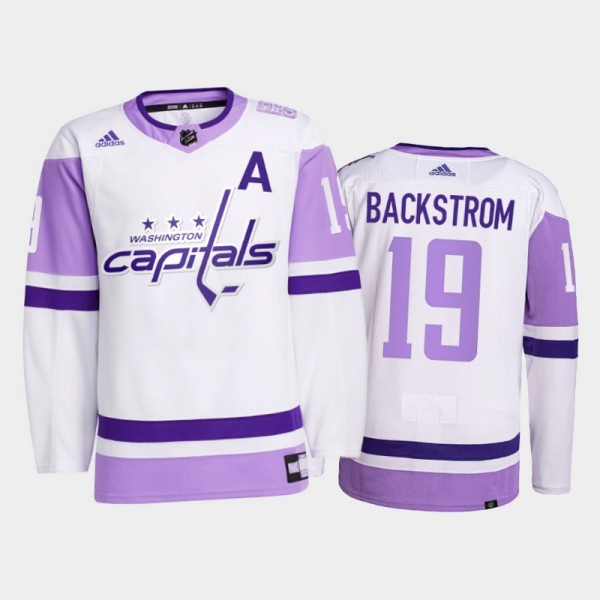 Nicklas Backstrom #19 Washington Capitals 2021 HockeyFightsCancer White Primegreen Jersey