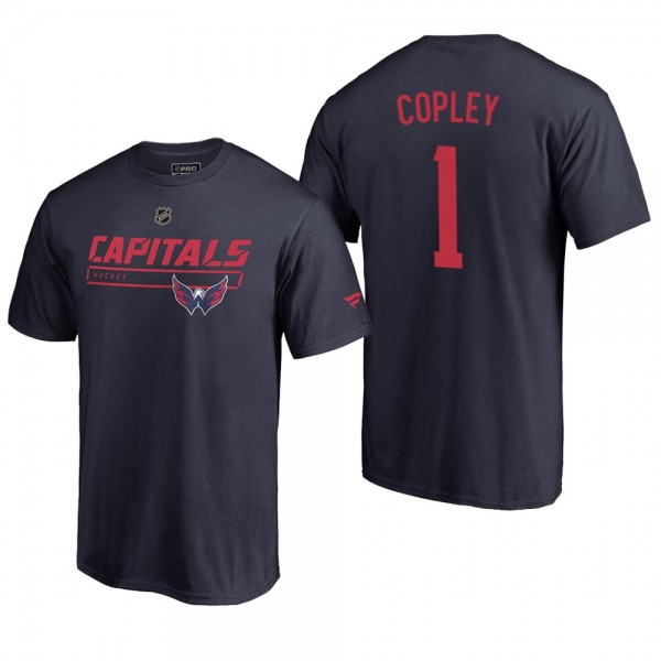 Men's Washington Capitals Pheonix Copley #1 Rinkside Collection Prime Authentic Pro Navy T-shirt