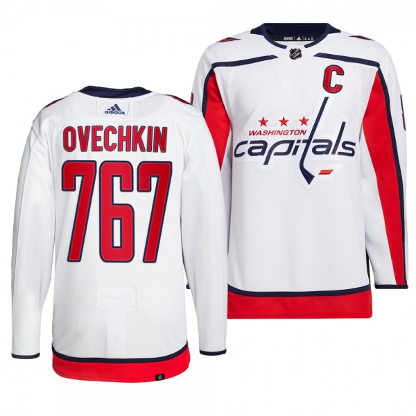 Alex Ovechkin Washington Capitals 767 Goals White 3rd Most Goals All-time Jersey