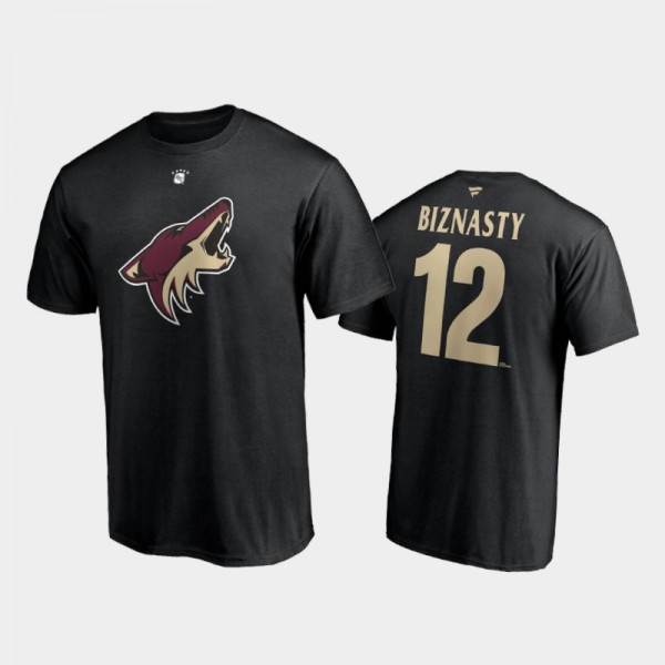 Men's Arizona Coyotes Paul Bissonnette #12 Authentic Stack Retired Black T-Shirt