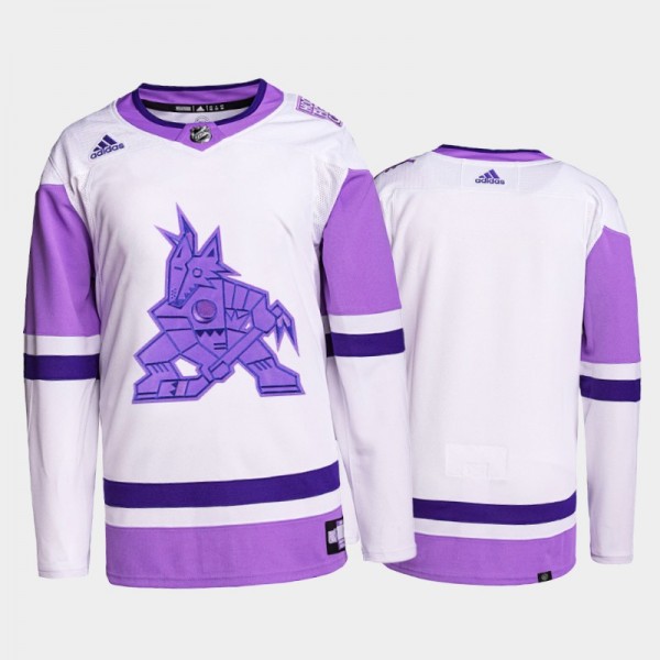 Arizona Coyotes HockeyFightsCancer White Purple Pr...
