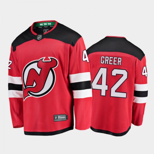 Men's New Jersey Devils A.J. Greer #42 Home Red 2021 Jersey