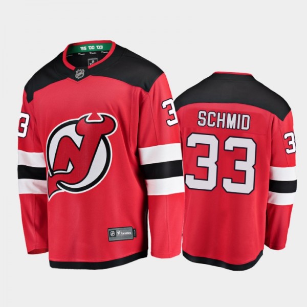 Men's New Jersey Devils Akira Schmid #33 Home Red ...