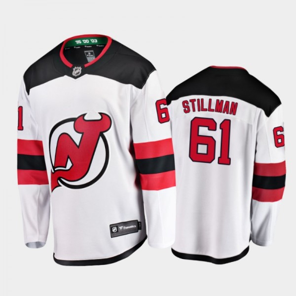 Men New Jersey Devils Chase Stillman #61 Away Whit...