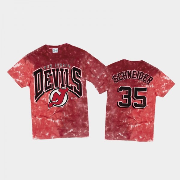 Men's New Jersey Devils Cory Schneider #35 Retro 2020 Tie-Dye Vintage Tubular Red T-Shirt