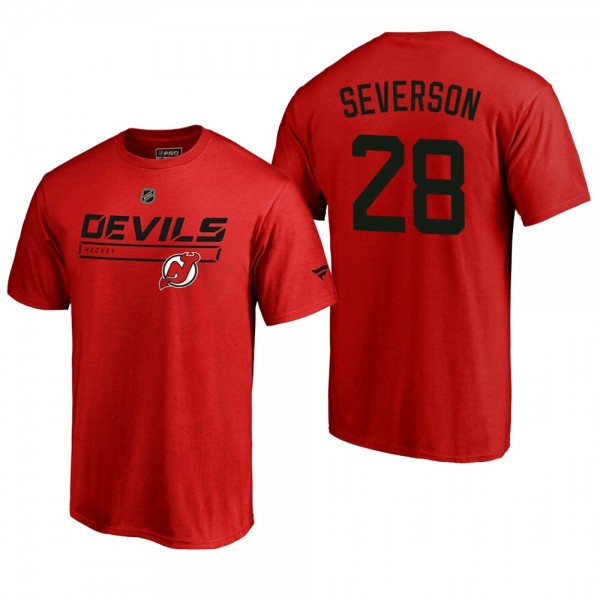 Men's New Jersey Devils Damon Severson #28 Rinkside Collection Prime Authentic Pro Red T-shirt
