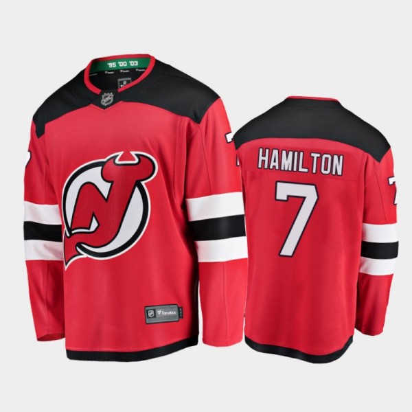 Devils Dougie Hamilton #7 Home 2021 Red Player Jer...
